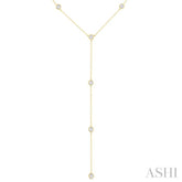 1/2 ctw Bezel Set Round Cut Diamond Y-Shape Lariat Station Necklace in 14K Yellow Gold